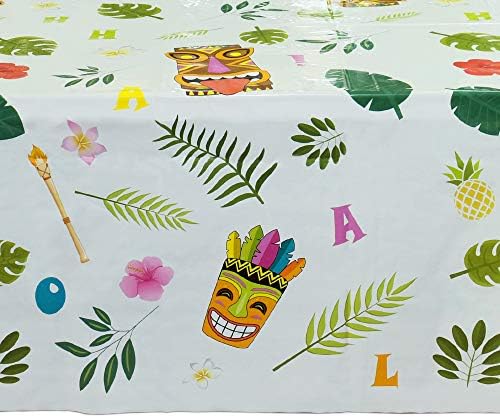 Capas de mesa de luau havaianas de Wernnsai - 4 pacote de 4 44 ”x 108” de mesa de mesa descartável aloha tiki suprimentos de verão piscina de verão decorações de festas tropicais