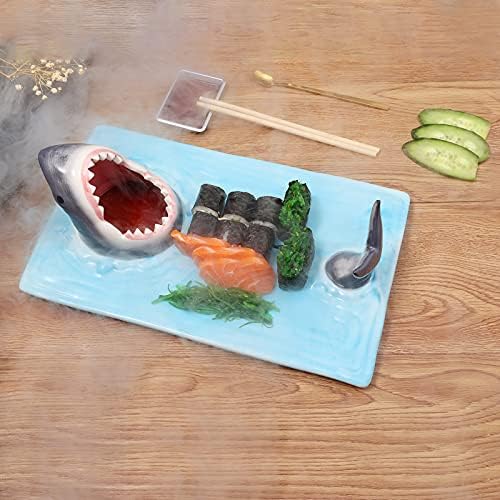 Sushi Sushi Platter, Sushi Plate Sushi Plate Sushi Placa de sushi, com alimentos cerâmicos pintados à mão, bandeja de servir com suporte de molho de soja e descanso de pauzinho
