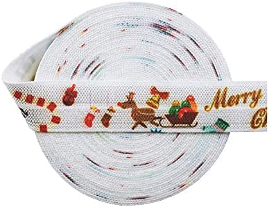 2 5 10 jardas 5/8 15mm de Natal de trenó de trenó de Natal dobra sobre elastics spandex bandas de cetim Tape Trecy Costura Encontrar 5 jardas