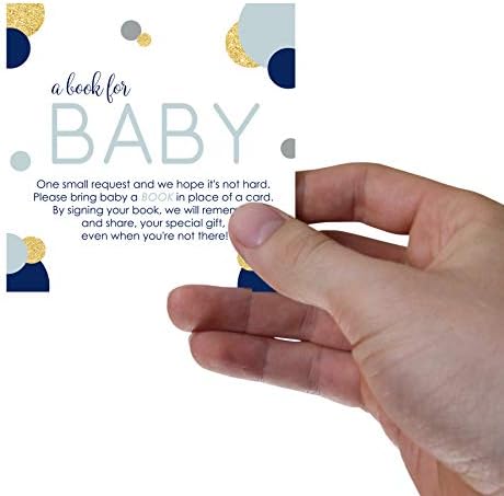 Papel Facy Festy Navy e Gold Baby Shower Book Solicy Cards Inserts Boys - Royal Prince