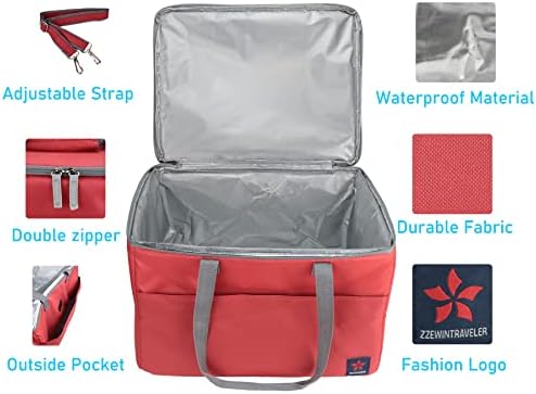 Bolsa de refrigerador isolada dobrável 28L Saco de supermercado reutilizável à prova de vazamentos para transporte de alimentos, viagens, piquenique, acampamento e viagens