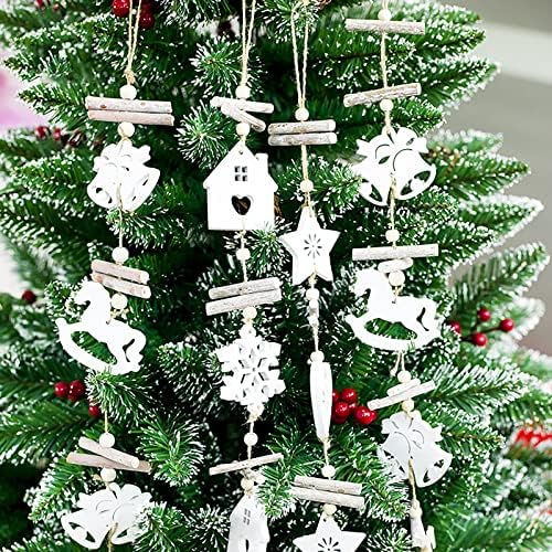 Artesanato de madeira de Natal Árvore de Natal Pingente de sino de Natal neve hollow decorativo corda pendurada guirlanda de pipoca para árvore