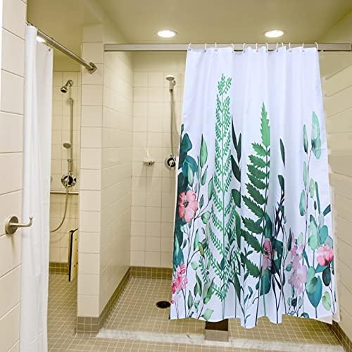 Cortina de banho de banheiro jojofuny com ganchos de flores e plantas impermeáveis, cortina de cortina de cortina pendurada