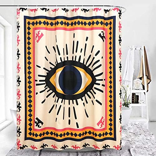 Haocoo Boho Mal Eye Chuper Curtain, Cortinas de chuveiro de tecido de estilo tribal de 72 polegadas para banheiro com ganchos de cortina