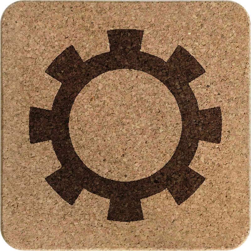 Azeeda 'Cog Wheel' Square Cork Trivet/Pot Stand