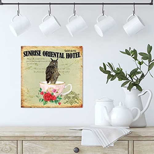 Evans1nism Wood Sinais de madeira retro chique coruja nascer do sol Oriental Hotel Plata