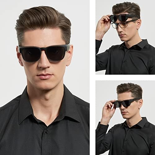 BircenPro polarizou o ajuste sobre os óculos de sol: envolver -se com óculos de sol de óculos para homens Proteção UV