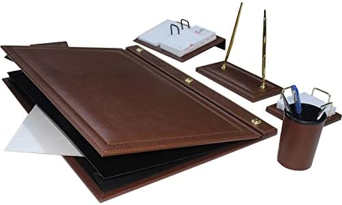 Nizyh Office Desk Pad Conjunto de Brown Notepad Organizador Dual Pen Holder e 2 canetas Pen Holder 4 Coasters Arquivo