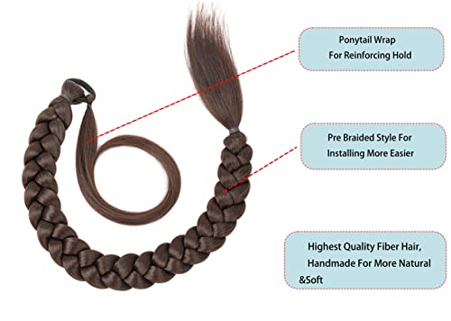 Extensão de rabo de cavalo trançada de 30 polegadas de comprimento com cabelo de cabelo pré -trançado os pedaços