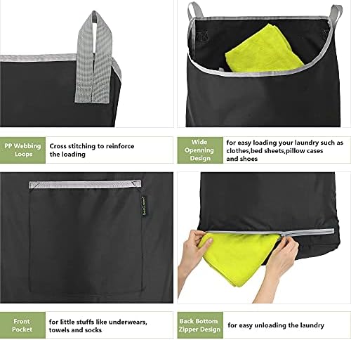 Mochila de bolsa de lavanderia de Beegreen com alças ajustáveis ​​e fechamento de empate pesado e preto para lavanderia