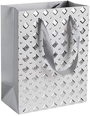 Hammont Foil Stimated Gift Sachs Design exclusivo com alças de fita duráveis, lindas sacolas de tratamento melhor para aniversário, casamento 9 ”x 7” x 4 ”
