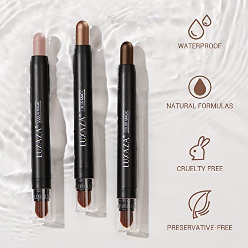 Luxaza 3pcs Cream Eyeshadow Stick, maquiagem de brilho de lápis de lápis fosco e brilho com fórmula à prova de vinco, parada