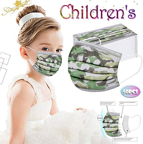 JMETRIE 50PC Máscara facial descartável de proteção de 3 camadas de proteção bucal máscara respirável confortável para crianças meninos