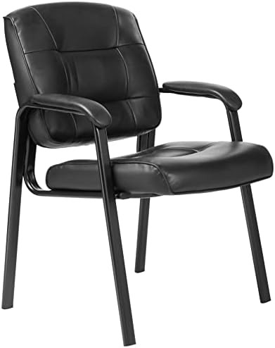 Basics Classic Faux Leather Office Desk -convidado Cadeira com moldura de metal - Black