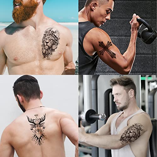 Tatuagem temporária Cuteliili 24 folhas para adultos e crianças, tatuagem de meia manga para homens, tatuagens falsas à prova