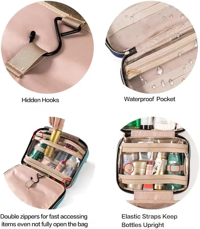Bolsa de higiene pessoal de viagem Tedatata, bolsa cosmética suspensa resistente à água, acessórios de viagem para