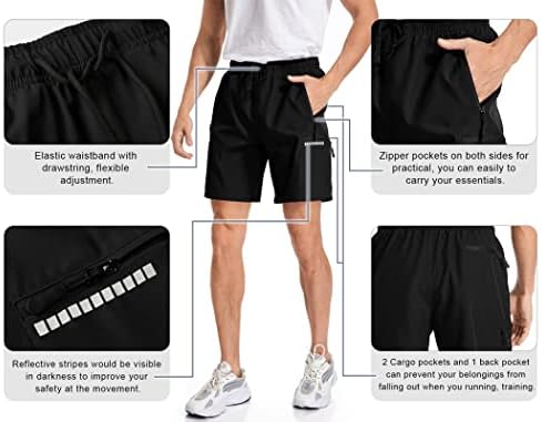 Disi Men's Hucking Cargo Shorts Rápida de corrida seca para homens Treino Athletic Gym Shorts com bolsos com zíper