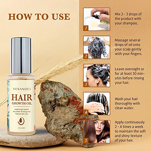 Biotin Hair Growth Oil para mulheres e homens, soro de crescimento capilar para cabelos mais espessos e mais grossos, evitam queda de cabelo e desbaste, danificados a seco, todo tratamento natural de vitaminas, todos os tipos de cabelo - 2 pacote