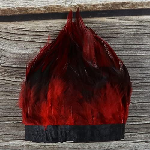 Zamihalaa - 1 metro de frango vermelho penas de frango aparar plumas de galo na fita para vestidos de vestuário decoração de plumas de costura artesanato