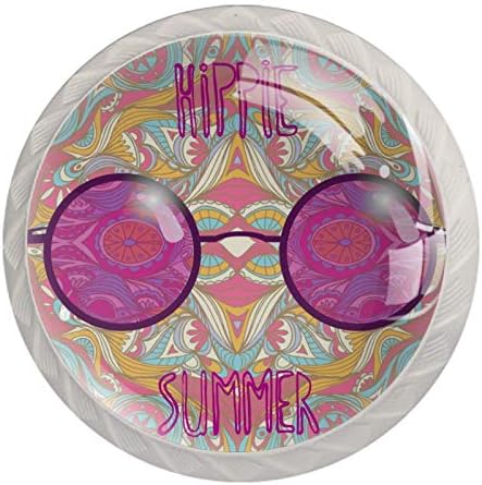 Idealiy Rosa Mandala Padrão de espetáculos cor de rosa Hippie Sun Glasses Cabinete Dresse Maçaneta de vidro Manuse