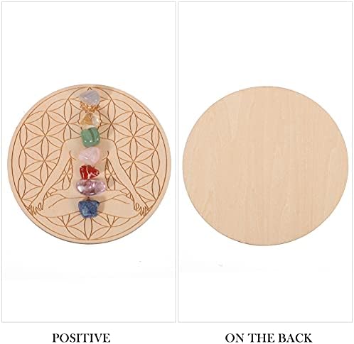 Lurrose Healing Crystals Set Grid com Pacto de Padrão de Yoga de madeira Chakra Pedra
