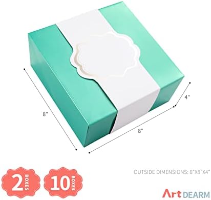 Artdearm 10 caixas de presente com bandas de envoltório 8x8x4 polegadas, caixas de presente com tampas, caixas de proposta