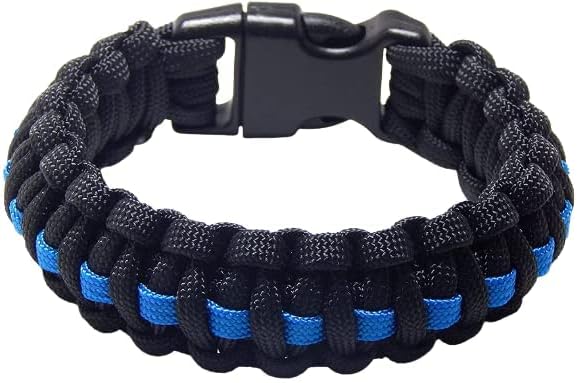 Ebl1 Paracord Bracelet Linha azul fina sobrevivência do exército tático para homens Pacote de adultos unissex de 1 tamanho de 7 polegadas
