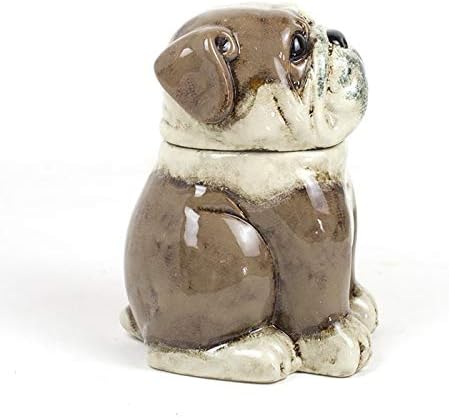 Minha casa chique caprichosa de cerâmica marrom -de cachorro branco tratar o jar adorável recipiente de animais de estimação