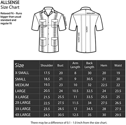 Allsensense Men's Shorve Relaxed Fit Cuban Guayabera camisas