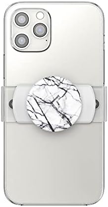 Popsockets Phone Grip Slide para telefones e estojos, punho de telefone deslizante com Kickstand em expansão, bordas quadradas - mármore branco