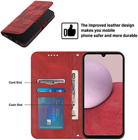 Caixa de telefone Samsung A53 5G Wallet Football Pattern Series de corpo vermelho de couro vermelho crossbody tampa de