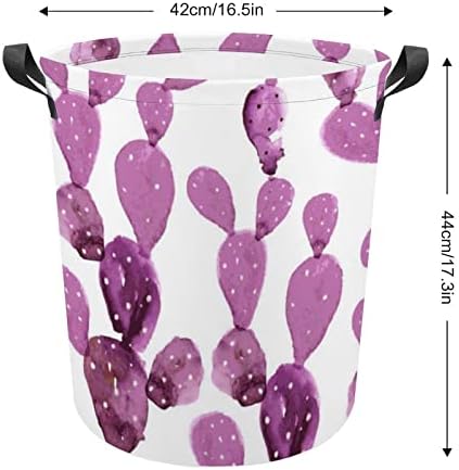 LAPUNDERY BASHEIRA PINK Aquarela Cactus Lavanderia Tester com alças Saco de armazenamento de roupas sujas dobráveis