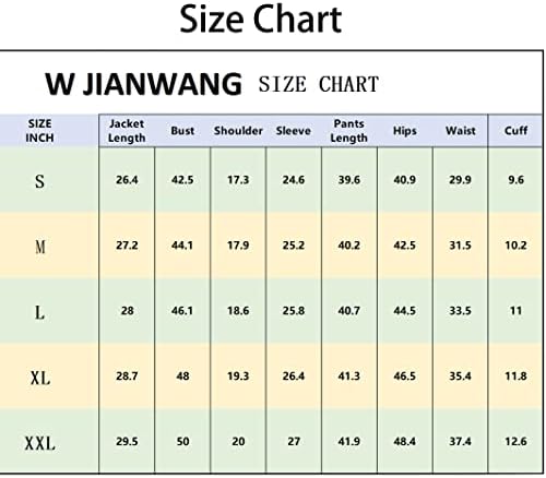 W Jianwang Men's Tracksuits Full-Zip Longa Longa Jogos de Corrida Conjuntos de Jaquetas e Calças de 2 Peças