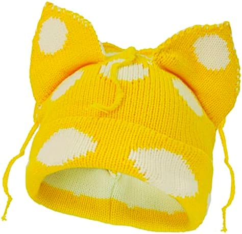 Chapéus de gorro de malha para mulheres ouvidos de gato fofos inverno malha quente orelhas grandes crochê caveira