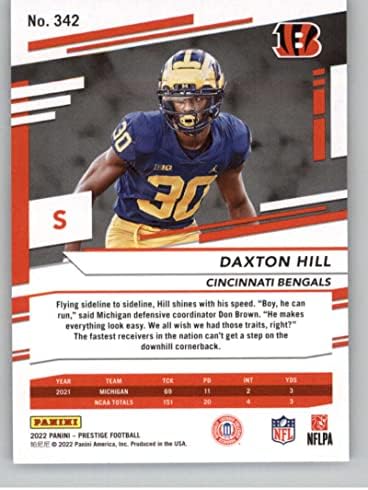 2022 Panini Prestige 342 Daxton Hill RC Rookie Cincinnati Bengals NFL Futebol Card