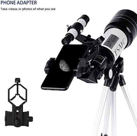 Telescópio Esako para Iniciantes para Crianças e Astronomia, Telescópios Portáteis de Apertura de 70 mm Com 3 oculares,