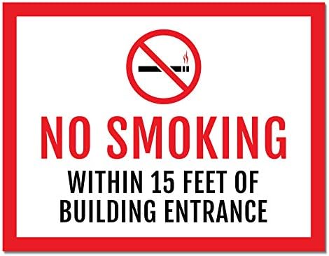 Sutter sinais não fumando a 15 pés de adesivo de entrada do edifício Sinal de 2 pacote | Decalque de vinil à prova de intempéries