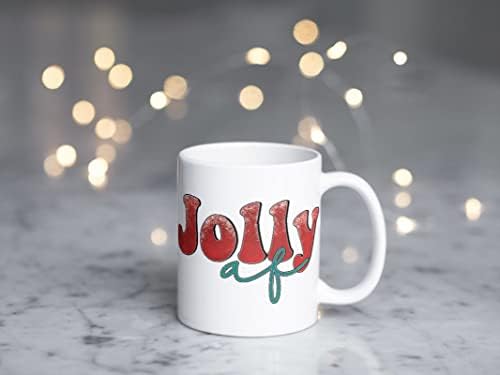JMM Industries Jolly Af Funny Coffee Caneca Christmas Christmas Cute Tear Presente Idéia de Motivação do Coração