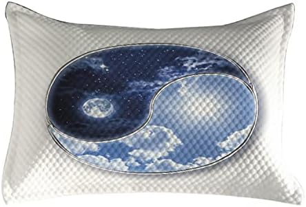 Ambesonne Space acolchoado na capa, Yin Yang World Moon e Harmonia do Sol do Universo Print, capa padrão de travesseiro de