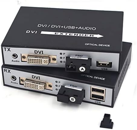 Guantai DVI Extender com KVM - AV Access DVI Fiber Converters 1080p 60Hz DVI sobre o cabo de fibra óptica até 20km/65000ft