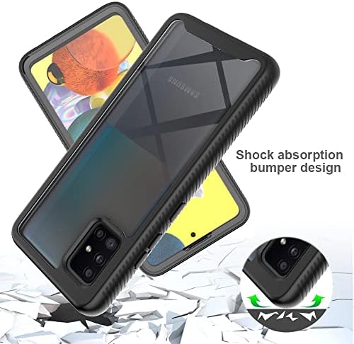 Capa de capa de telefone Caixa de proteção completa compatível com o Samsung Galaxy A51 5G PC+Soft Soft Silicone TPU 3in1 Tampa