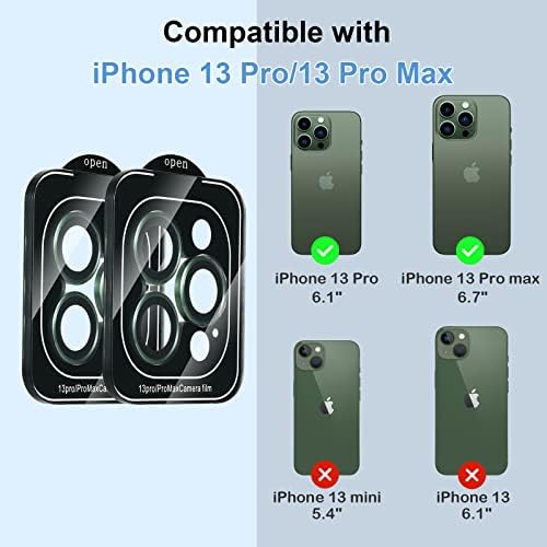 OTAO [2 pacote] Lente de câmera Protetor Compatível com iPhone 13 Pro Max 6,7 polegadas e iPhone 13 Pro 6,1 polegadas, vidro