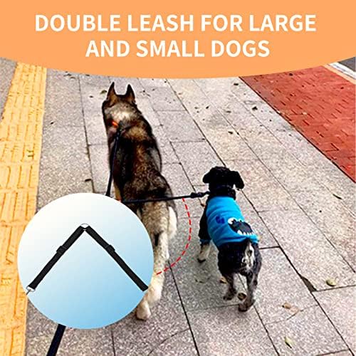 Coleira de cachorro duplo pesado para cães grandes e pequenos - sem splitter de trela dupla emaranhada - ajustável e durável