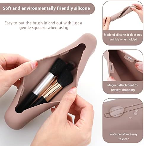 LUSOFIE Silicone Makeup Brusht Holder Travel Makeup Brush Case com fechamento magnético de maquiagem à prova d'água