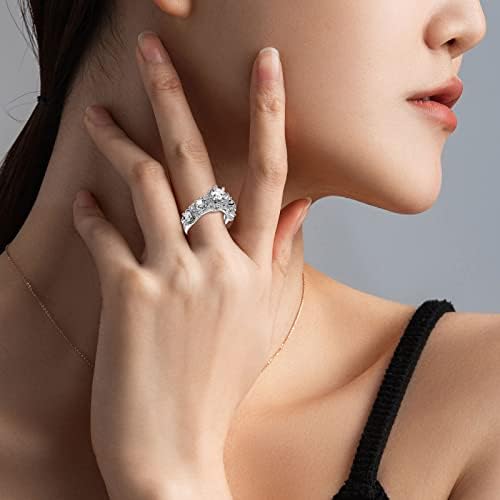 2023 Novo deslumbrante jóias de duas camadas de camada de luxo moda de zircão brilhante conjunto de jóias noivado de casamento feminino Casal anel de anime para homens