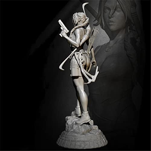 Risjc 1/24 Fantasy cemitério kit de miniatura de resina guerreira feminina, componentes de soldado fundido e sem