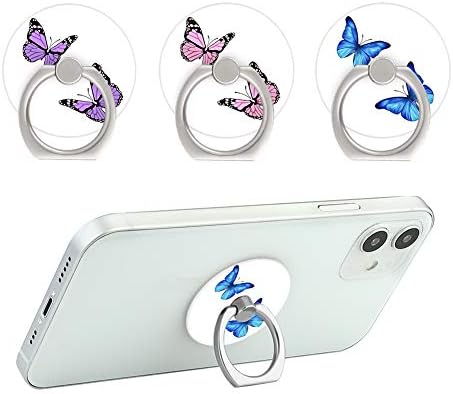 Anel de telefone Cell Cell Phone Ring Ponding Stand 360 graus de kickstand butty rosa roxo design de borboleta compatível