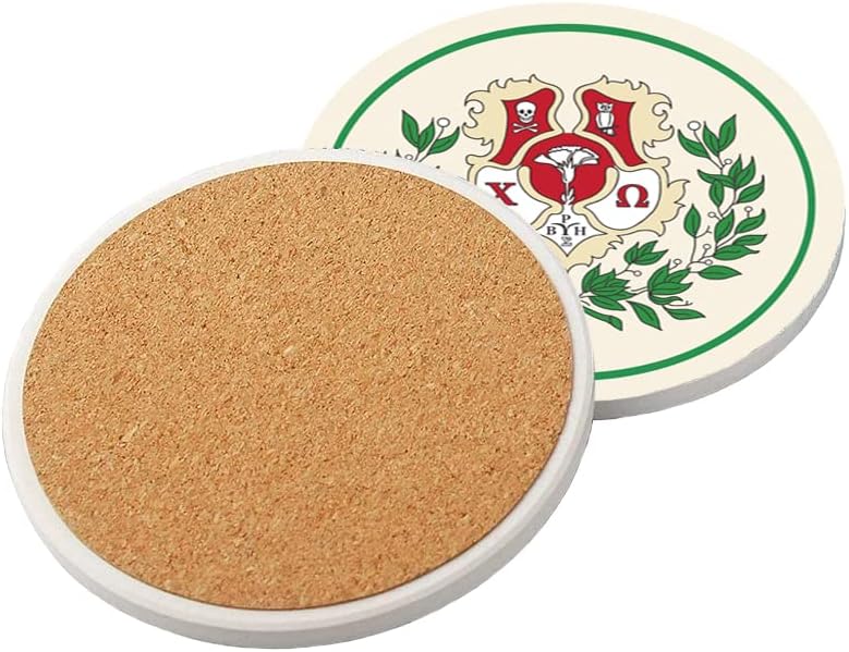 Coasters de Chi Omega para bebidas com montanhas de cerâmica absorventes de Metalt Holder com base de cortiça, sem arranhões e sujos