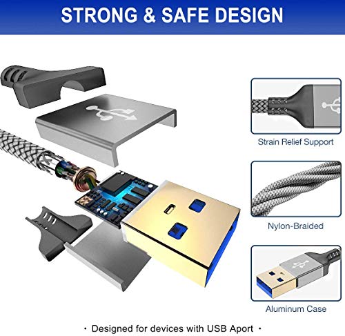 Akoada USB A a USB A CABO 10 pés, USB 3.0 Male para o cabo masculino, transferência de nylon de nylon de nylon de nylon,