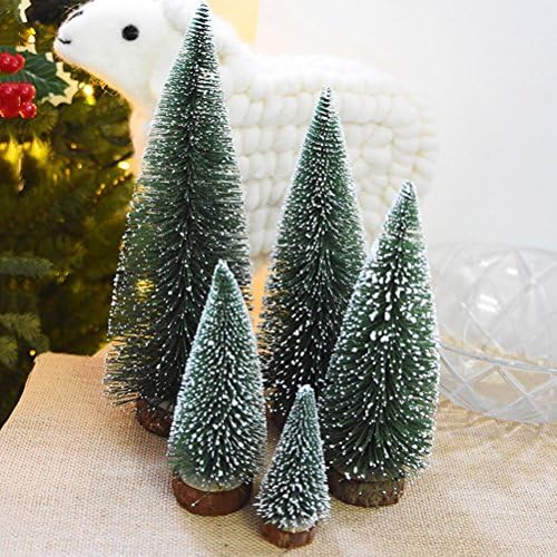Decorações de Natal AMOSFUN Mini pinheiros de pinheiro de Natal com base em madeira de decoração de festa de Natal - 15 cm